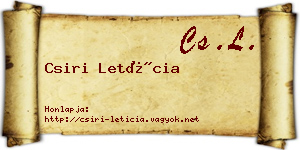 Csiri Letícia névjegykártya